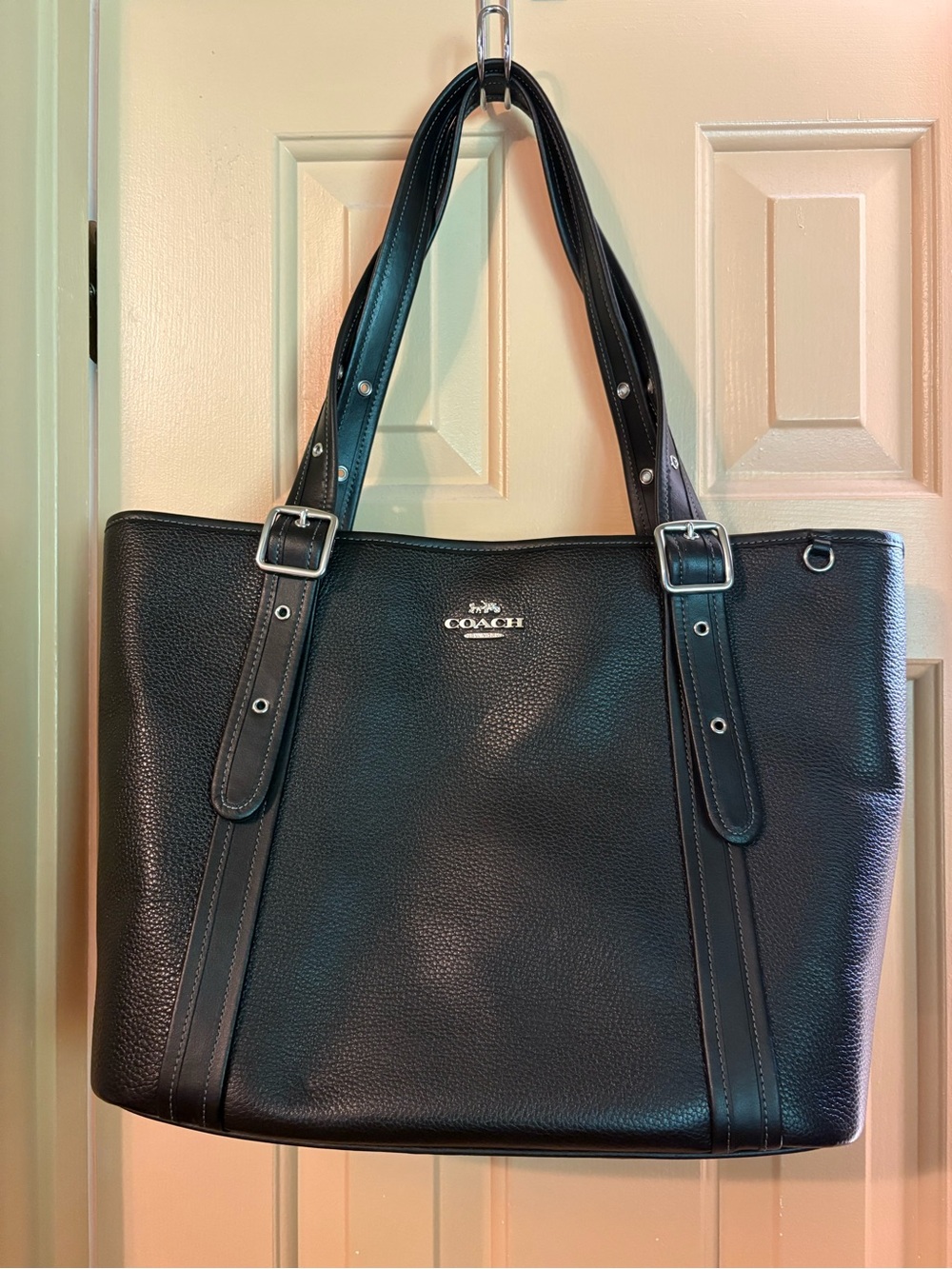 Coach large pebbled black tote